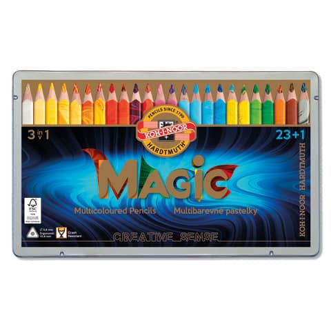 Astuccio matite multicolore KOH-I-NOOR legno di cedro 23 colori 23 matite + 1 blender - H3408024